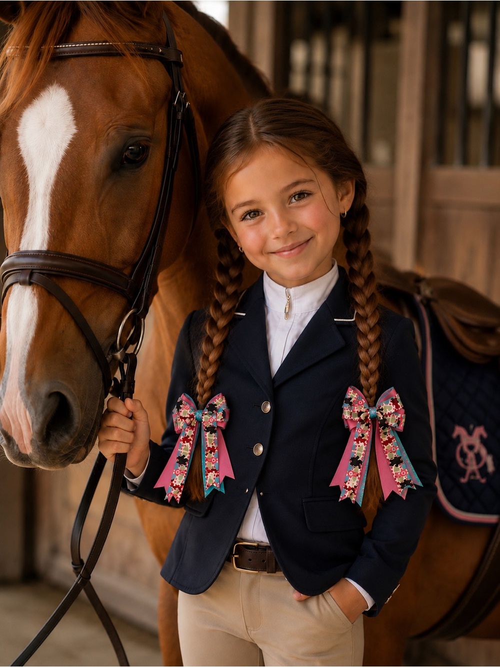 Pink Equestrian Horse Hair Bow Pair | Pony Show Ribbon Bows